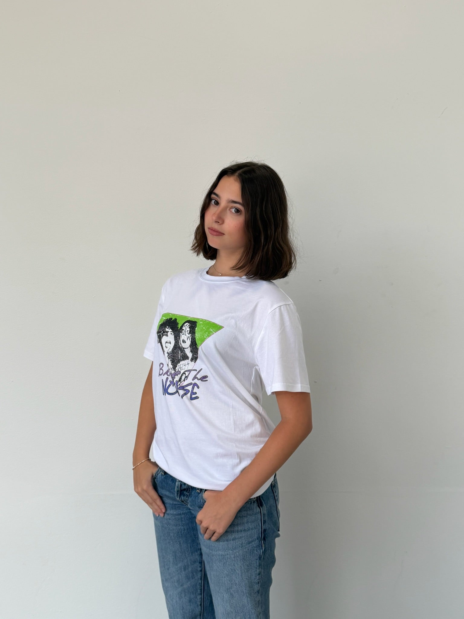 "bring the noise" tee white
