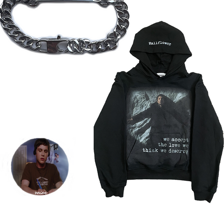 "Wallflower" hoodie + "WE ARE INFINITE" bracelet