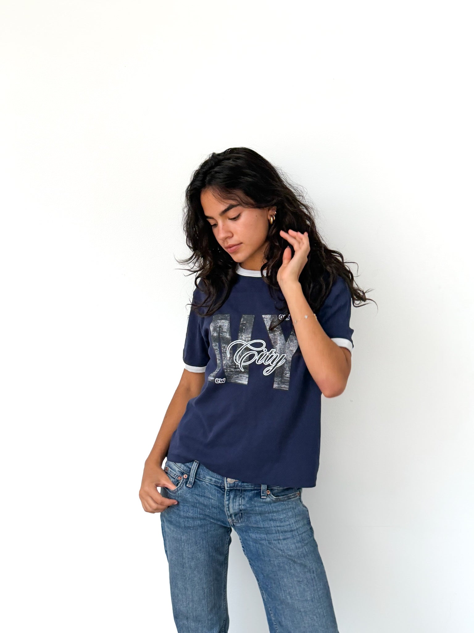 "ny" Ringer tee